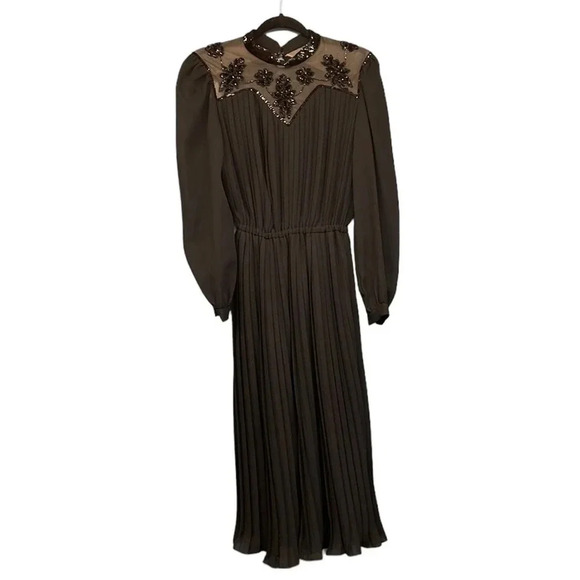 Vintage Marion Maged Black Dress with Beaded Embellishment Size 10‎